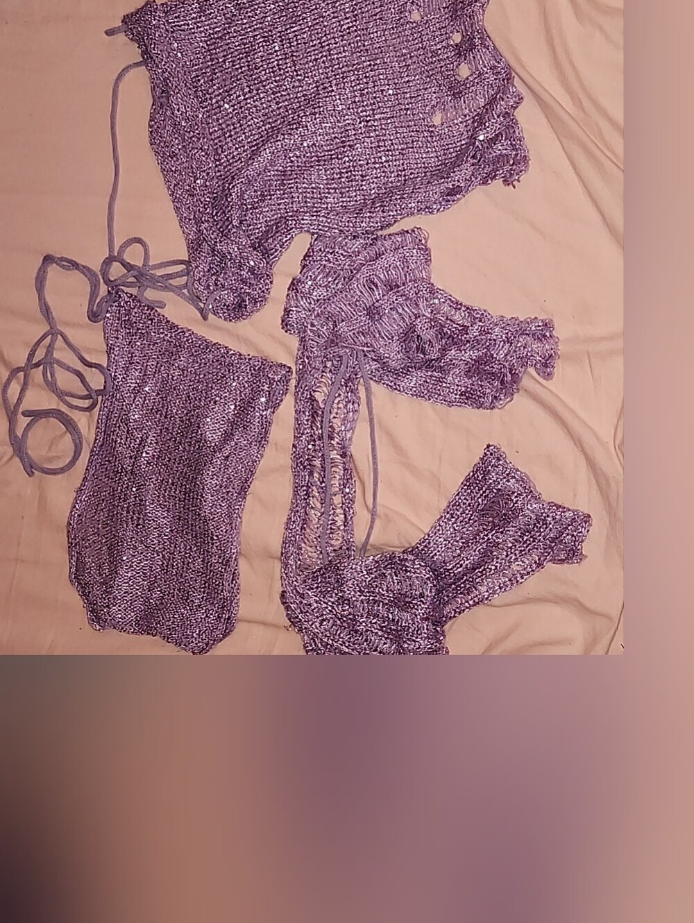 Work From Beach Be Like Crochet Purple 3 Peice Festival Set